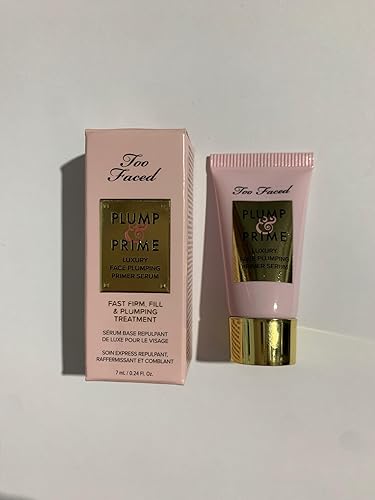 Too Faced Plump & Prime - Suero de imprimación facial de lujo, 0.24 onzas