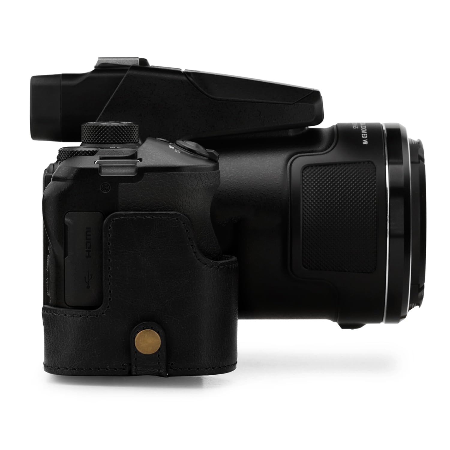 MegaGear - Etui Ochronne Ze Sztucznej Skóry Kompatybilne Z Nikon Coolp - czarny, 11 cm x 9 cm x 12.5 cm, MegaGear Etui ochronne ze sztucznej skóry kompatybilne z Nikon Coolpix P950 - czarne, Jednolity