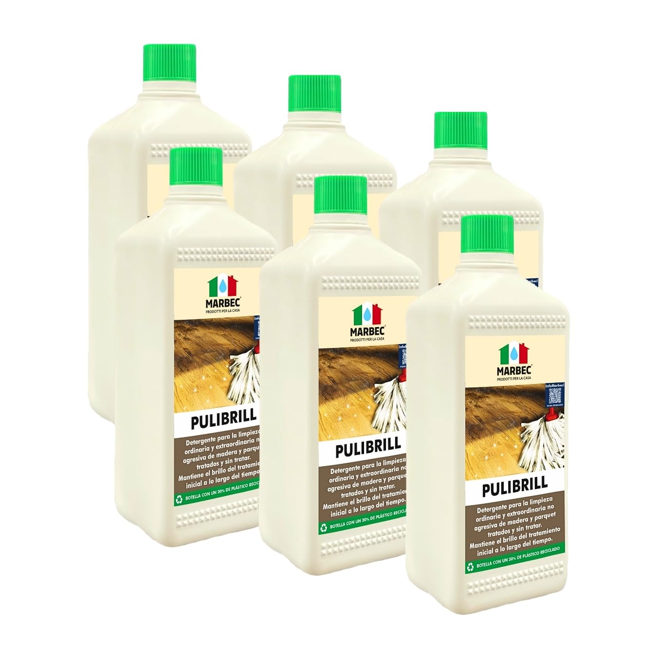 MARBEC PULIBRILL 1LTX6UDS Detergente concentrado específico para suelos de madera y parquet