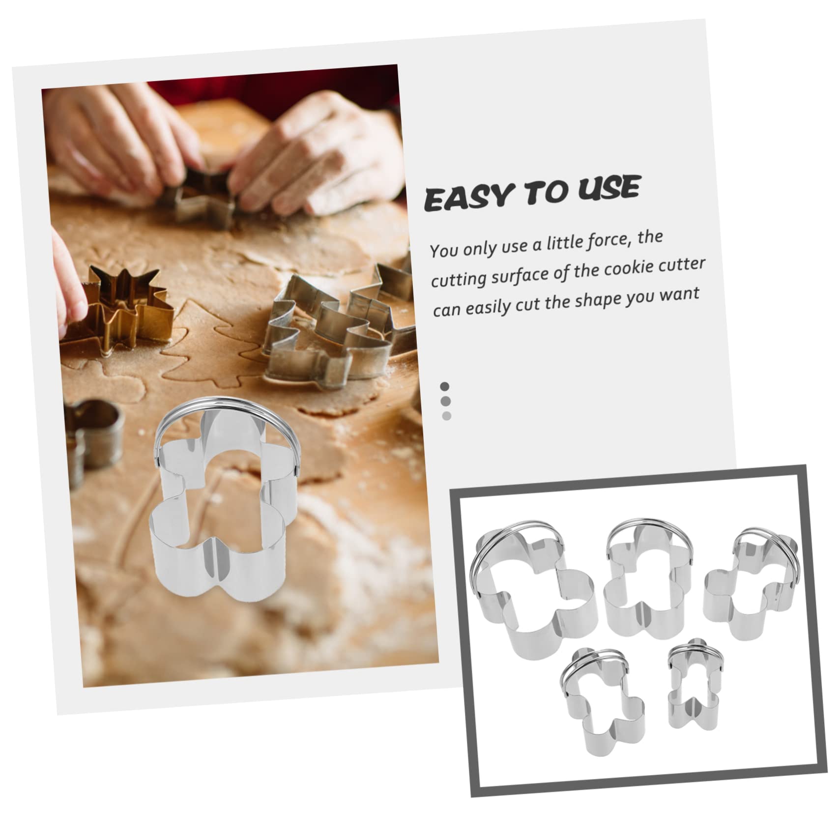 Ciieeo 15 Stk 5-teiliges Set Mousse-Ringe Lebkuchenmann-Plätzchen Ingwerkekse Weihnachtskeks küchenmaschiene kochgeschirr Tragbarer Mousse-Ring Formen von Ausstechformen Rostfreier Stahl
