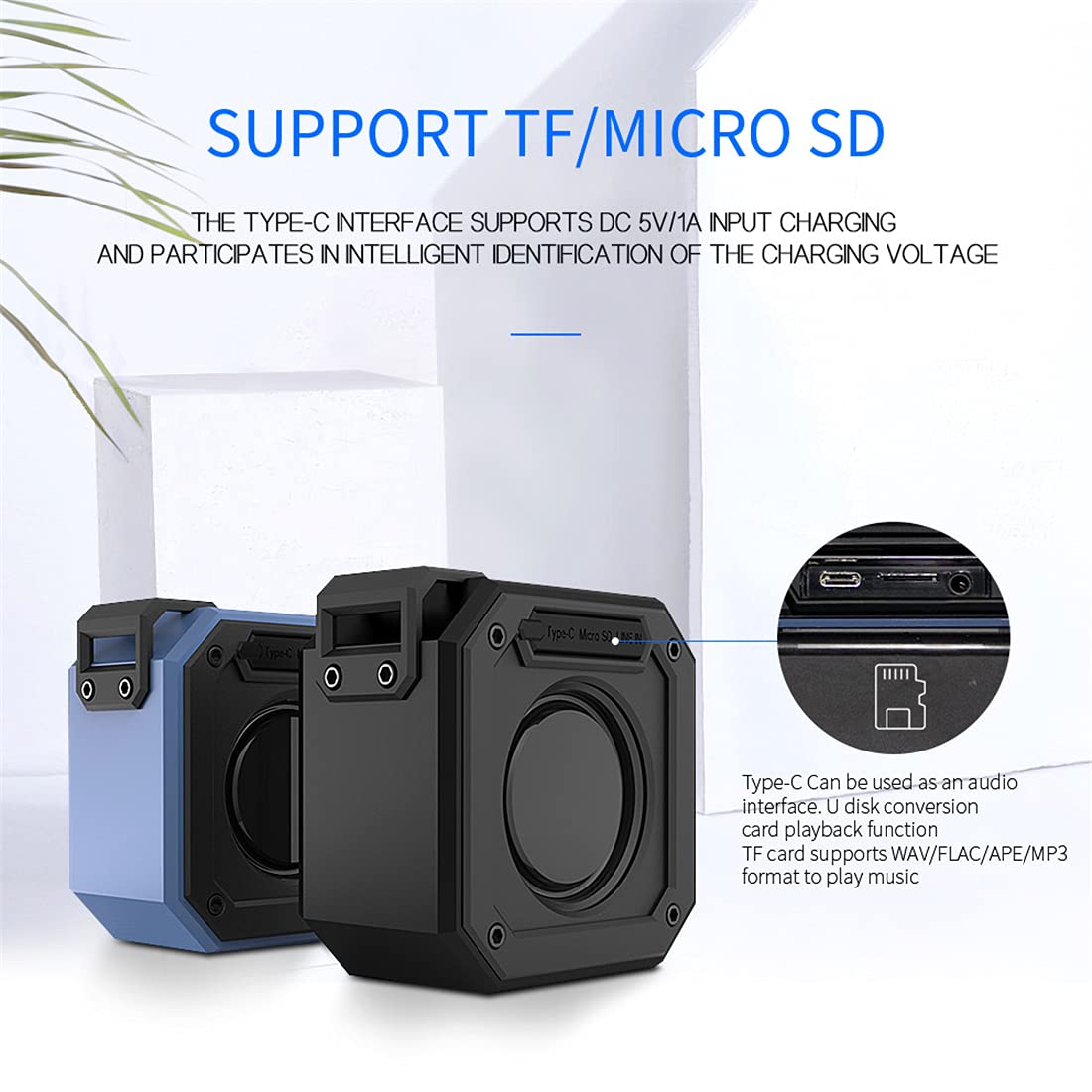 Altoparlante Bluetooth, Altoparlanti Wireless Portatili, Impermeabile, Doppio Abbinamento, Bluetooth 5.0, Stereo Rumoroso, Basso in Piena Espansione, per All'aperto, Campeggio,Nero