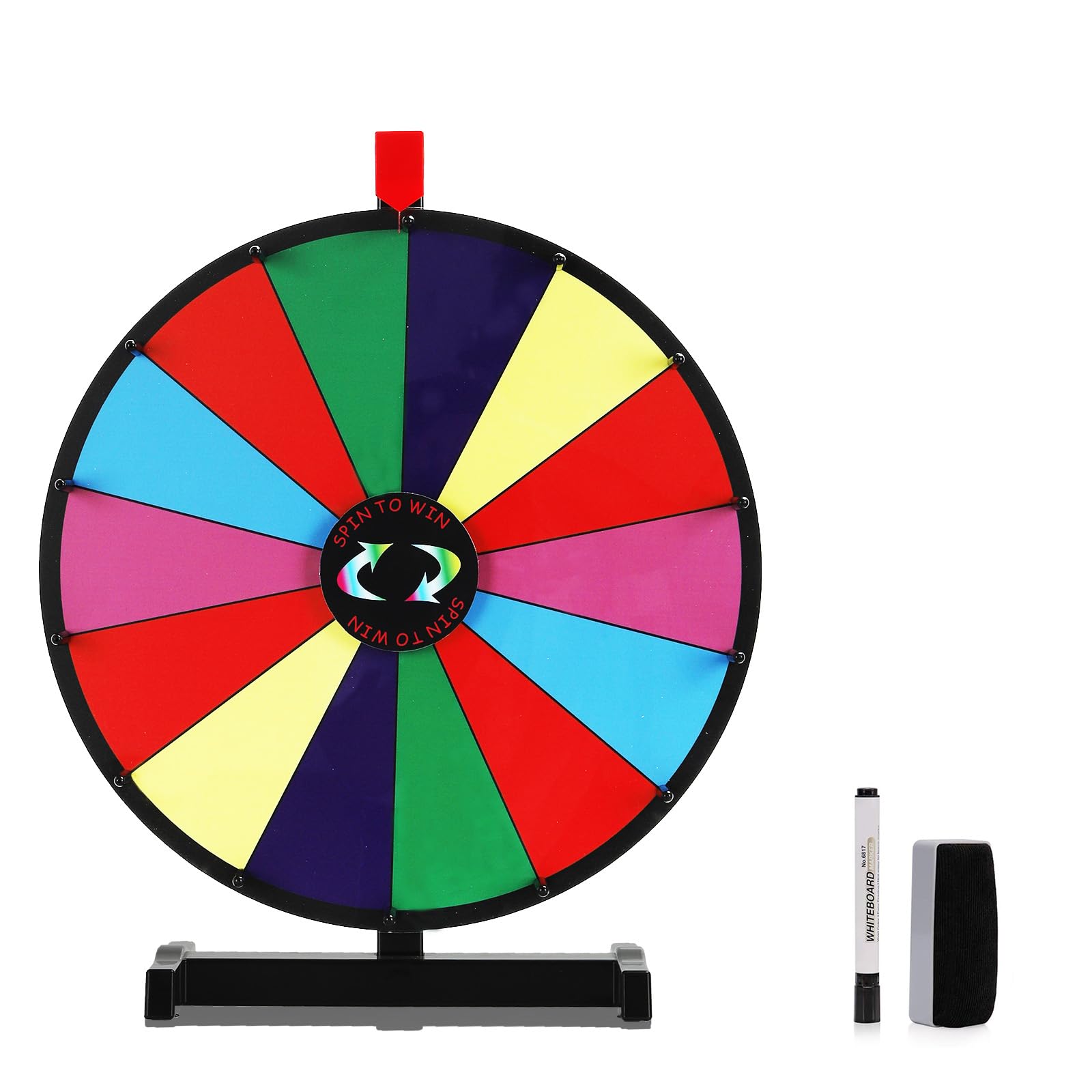 iElyiEsy 18 Inch Spinning Wheel for Prize 14 Slots Tabletop Prize Wheel Spinner with Stand, Dry Erase Marker and Eraser for Trade Show Carnival Party Pub Fortune Game