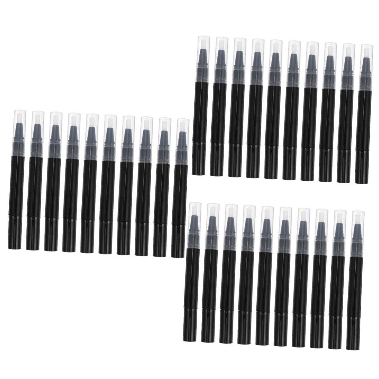 30 Stk Drehstift für Nagellack klarer Lipgloss Kosmetikbehälter mit Pinselspitze nagellack aufbewahrung nail polish set drehender Stift leerer Lippen-Make-up-Stift Plastik Black
