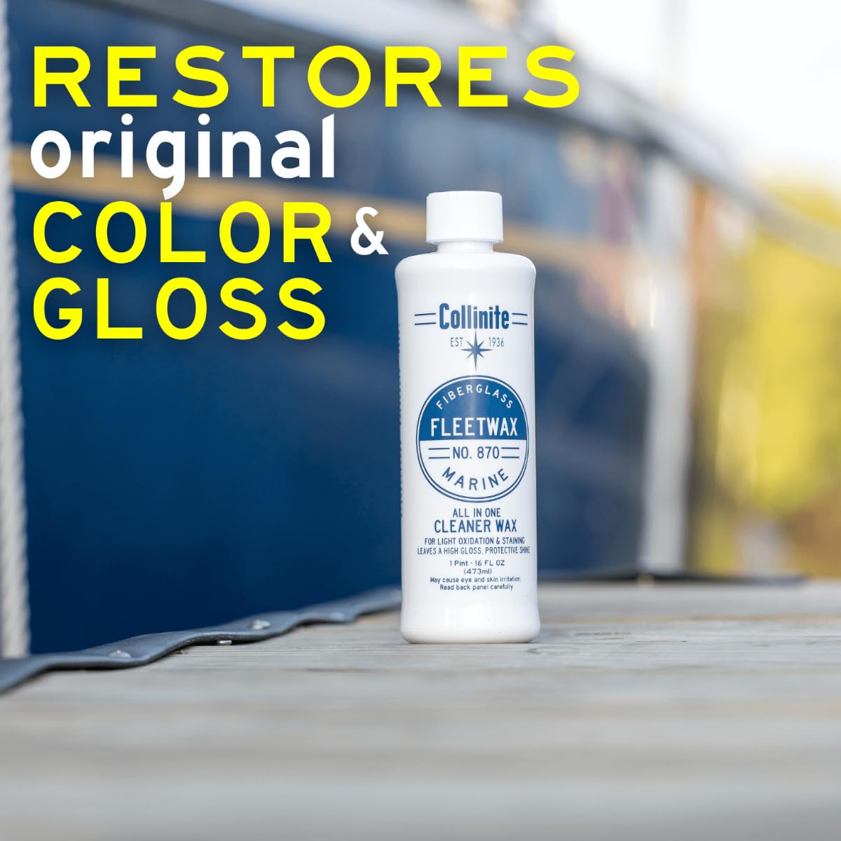COLLINITE No 870 Marine Fleetwax 2in1 Boot Politur Versiegelung Set | Gelcoat Versiegelung GFK Pflege | wasserabweisende Lackvesiegelung Schutz vor Salz, Wasser & UV mit 2 Premium Poliertücher