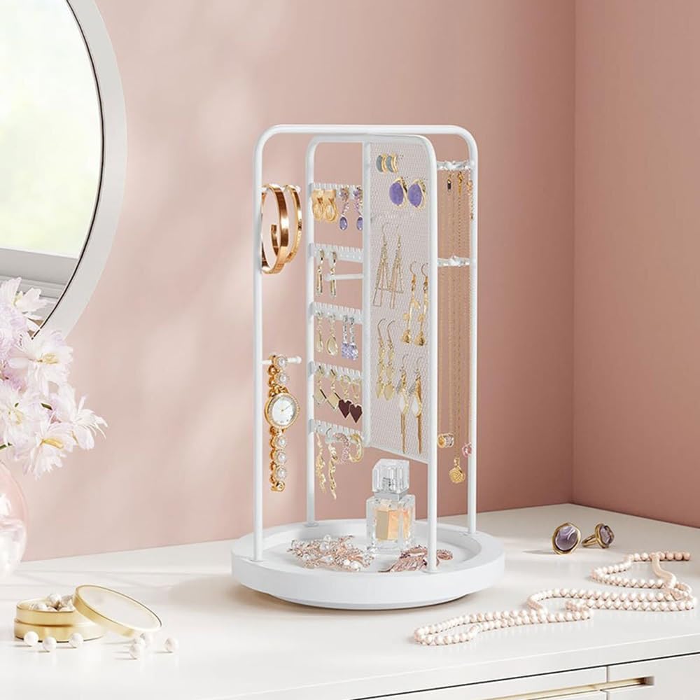 Schränke Removable Multi layer Rotating Jewelry Storage Rack | For Necklaces Earrings(Gold)