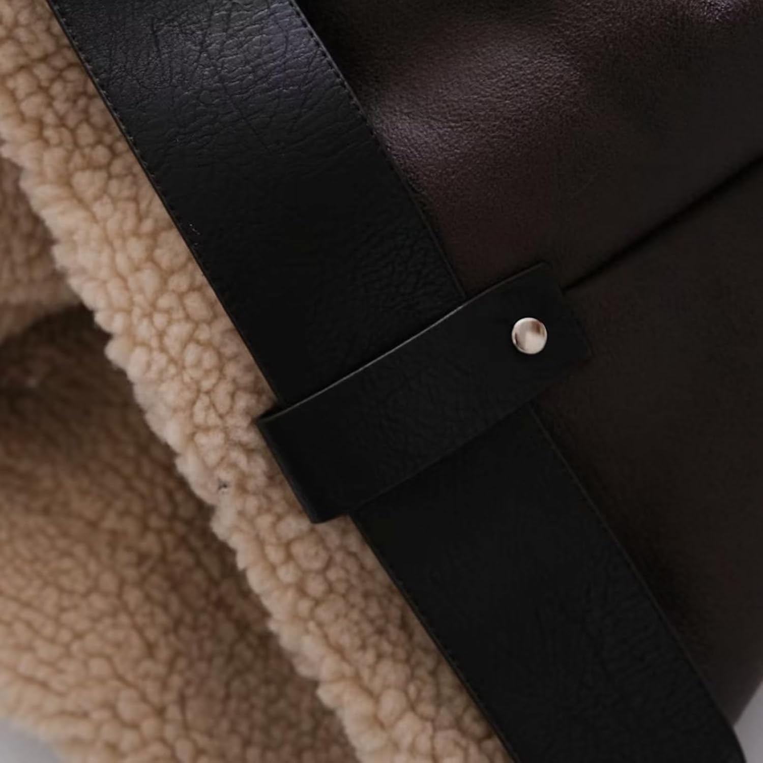 Veste En Cuir Synthétique Pour Femme Avec Doublure Imitation Fourrure