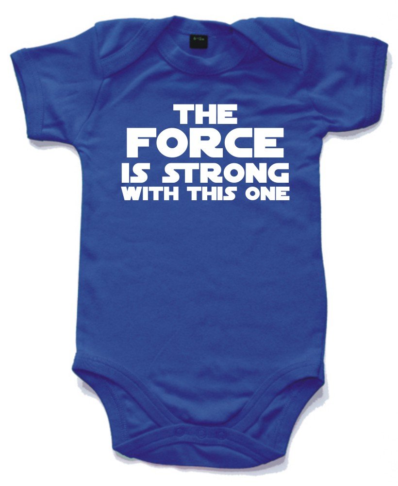 Naughtees The Force is strong with this one babygrow onesie royal blue 3-6 months