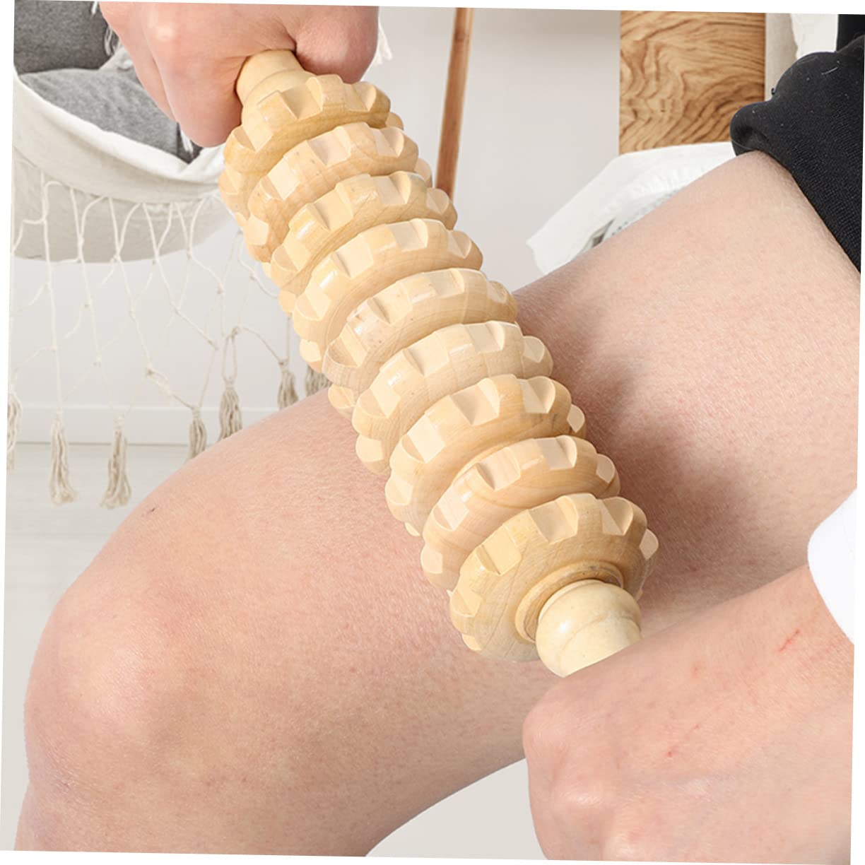 4pezzi Massaggiatore Legno Per Corpo Per Massaggio Completo Include e Piastra Per Rilassare Schiena e Arti Strumenti Leggeri e Portatili Per Casa e Viaggi