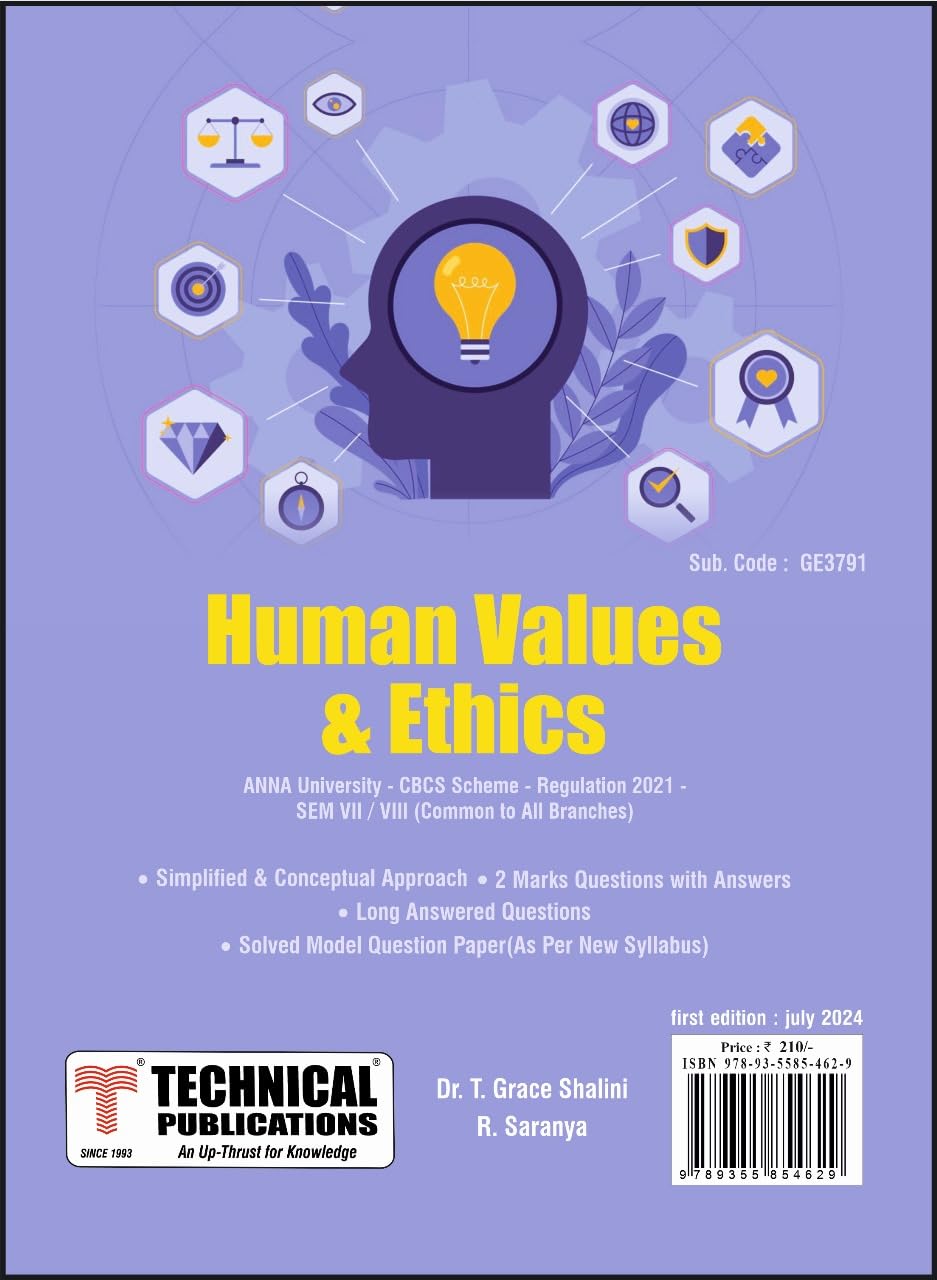 Human Values and Ethics for BE Anna University R21CBCS (Sem-VII/VIII - COMMON - GE3791)