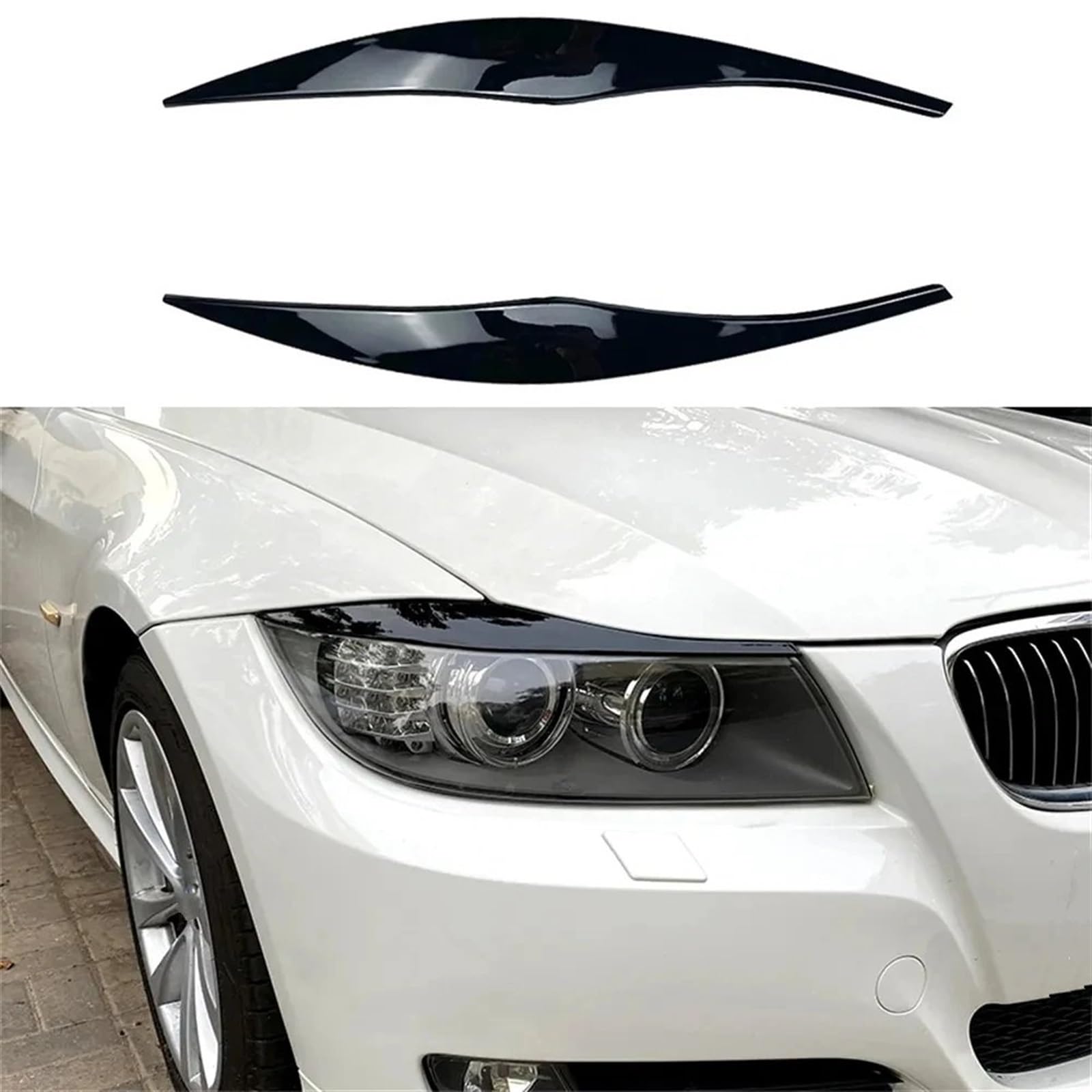 Sopracciglio Faro Auto Per BMW Serie 3 E90 E91 2005 2006 2007 2008 2009 2010 2011 ABS Gloss Nero Faro Sopracciglia Palpebra Berlina/Touring 2 Pezzi Faro Palpebra Auto Palpebra