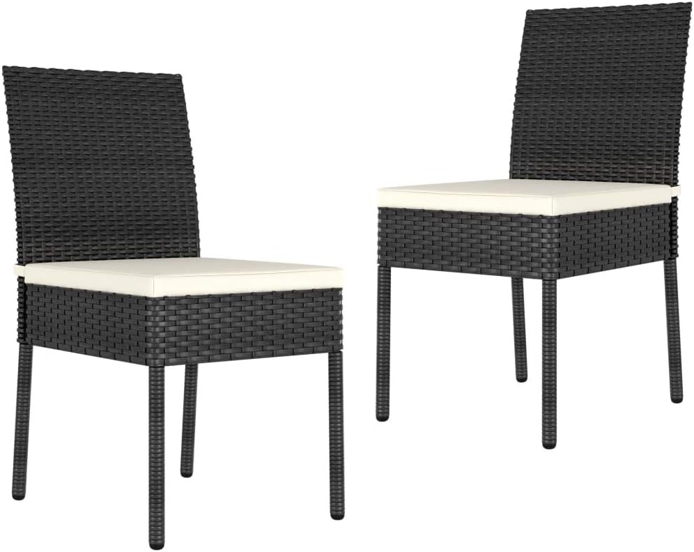 Patio Dining Chairs 2 pcs,Garden Chair,Modern Style,High Back Chairs,Lounge Chairs,Lawn Chairs,Club Chairs,Outdoor Chair,for Garden,Backyard,Lawn,Porch,Poolside,Poly Rattan Black