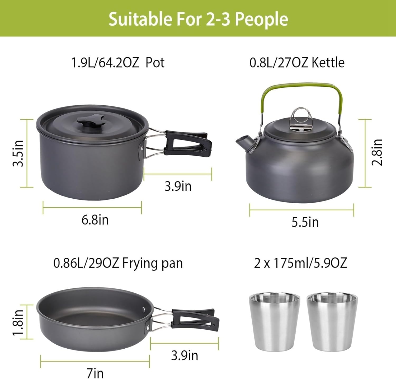 12Pcs Camping Cookware Set Camping Stove Aluminum Pot Pans Kit for Hiking Picnic Outdoor with Cup Fork Spoon Knife
