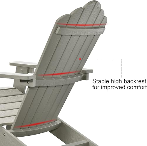 Miniatura 5 de ovios Juego de 2 sillas Adirondack de resina, sillas Adirondack modernas, color gris claro