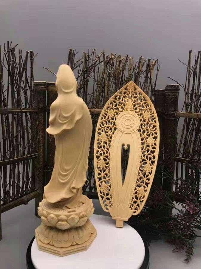 Amazon.co.jp: 観音菩薩 風水縁起物 置物 木彫収蔵品5 : ホーム＆キッチン