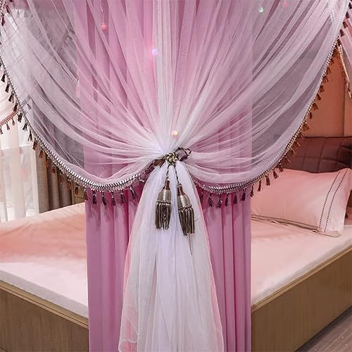 Miniatura 3 de Toldo de cama de 4 postes de esquina de princesa y bonita mosquitera para cama de niñas, dormitorio de adultos, habitaciones de niños red de cortina