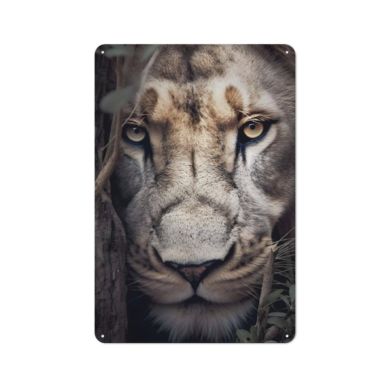 Junmoney The Wild King Lion Head Retro Tin Sign 30X20cm For Living Room Or Hallway, Gift For Living Room Decor Lovers During The Christmas Season