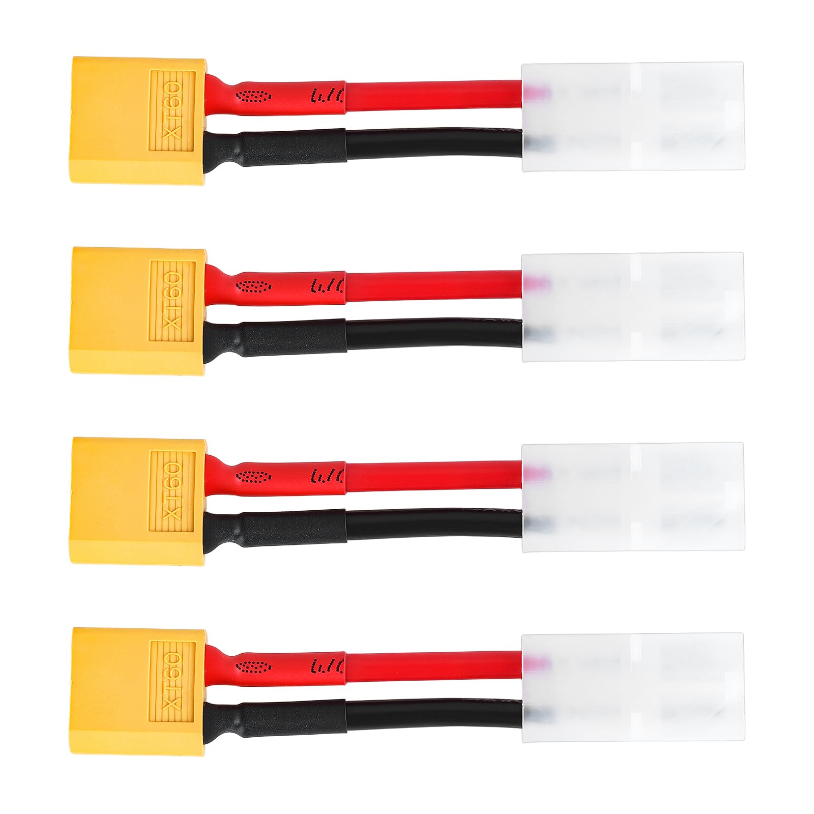 EMSea 4pcs Male to XT60 Male Adapter Cable 14AWG Short Wire for RC Car Airsoft Battery Charger Connector Compatible with Ta-miya Big Style