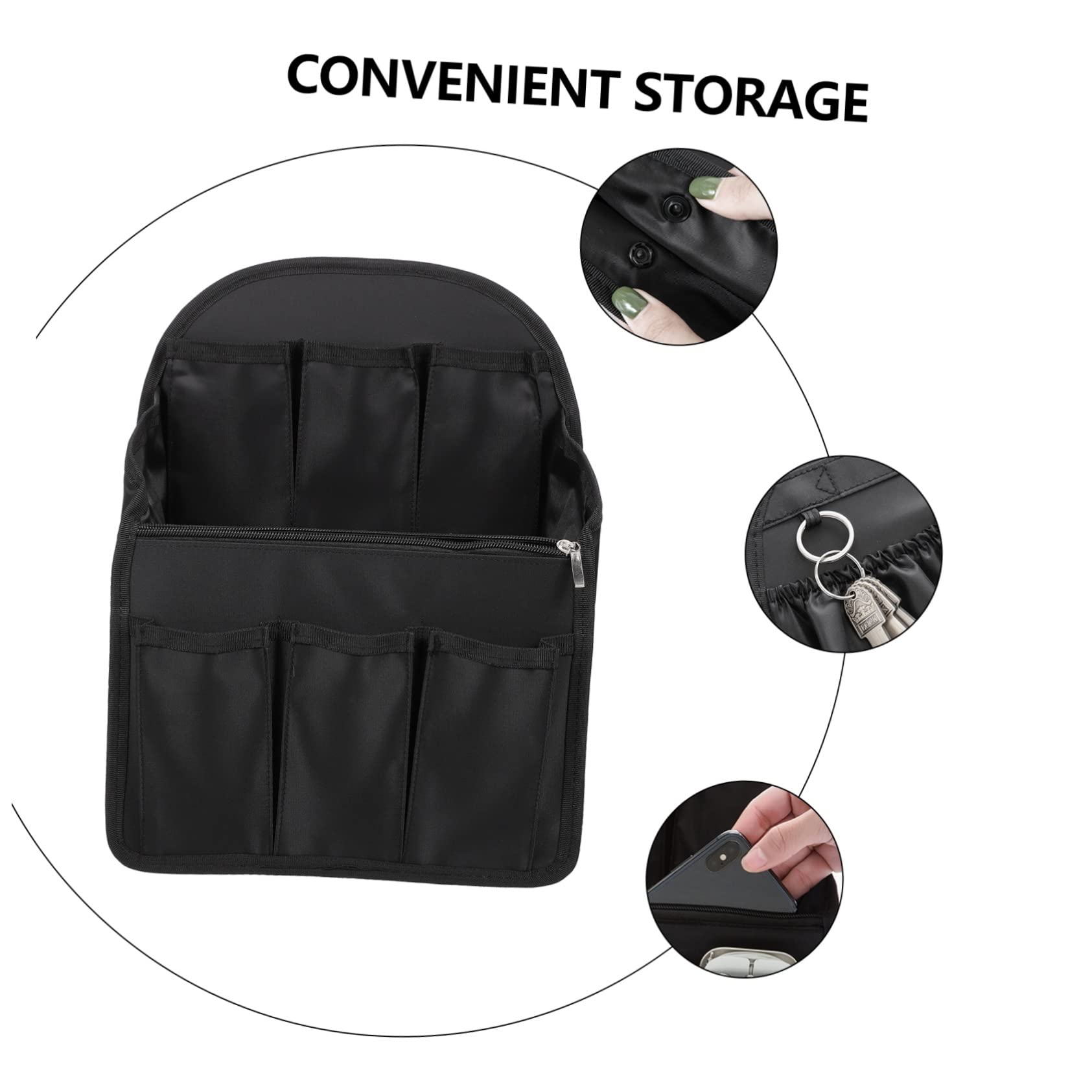 Holibanna Organizador de Mochila Plegable y Transpirable y Múltiples Bolsillos y Ranuras de Nylon Negro Adecuado para Viaje y Almacenamiento para Viaje Almacenamiento