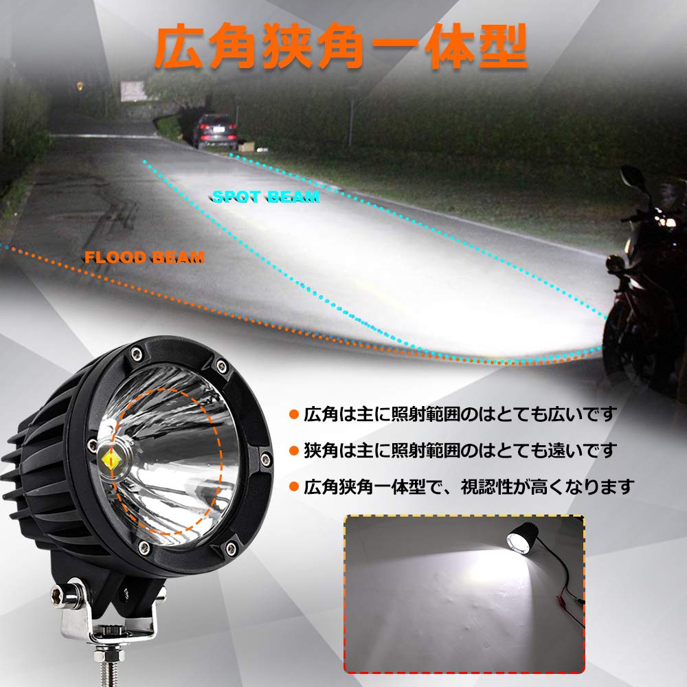 Amazon.co.jp: UNI-SHINE LED作業灯 12V/24V汎用 バイク用LED  