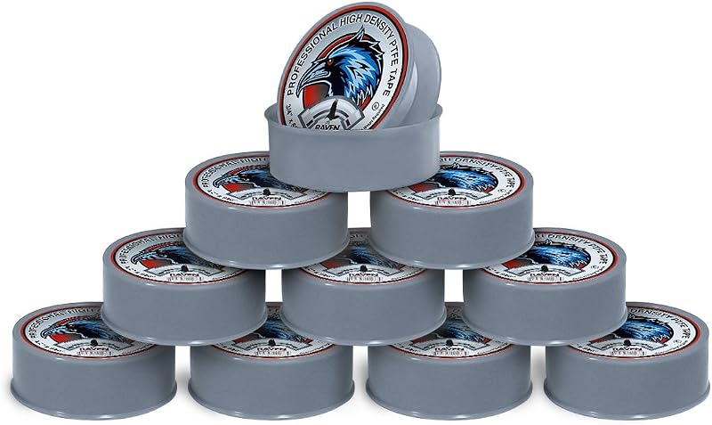 SUPPLYGIANT UUD34520H-10 PTFE Thread Seal Tape for Plumbers, White Gray 3/4 Inch x 520 Inch (Pack of 10 Rolls)