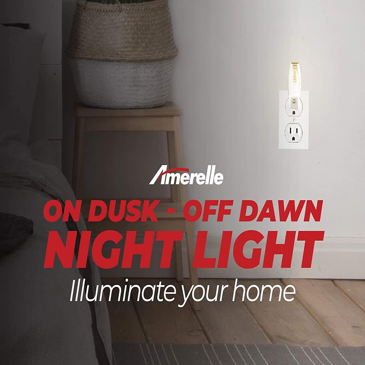 Amerelle Incandescent Night Light, 4 Pack – Plug In Dusk to Dawn Night Lights – Ideal for Dark Rooms in Your Home, Bathrooms and Bedrooms – 4W (AmerTac)