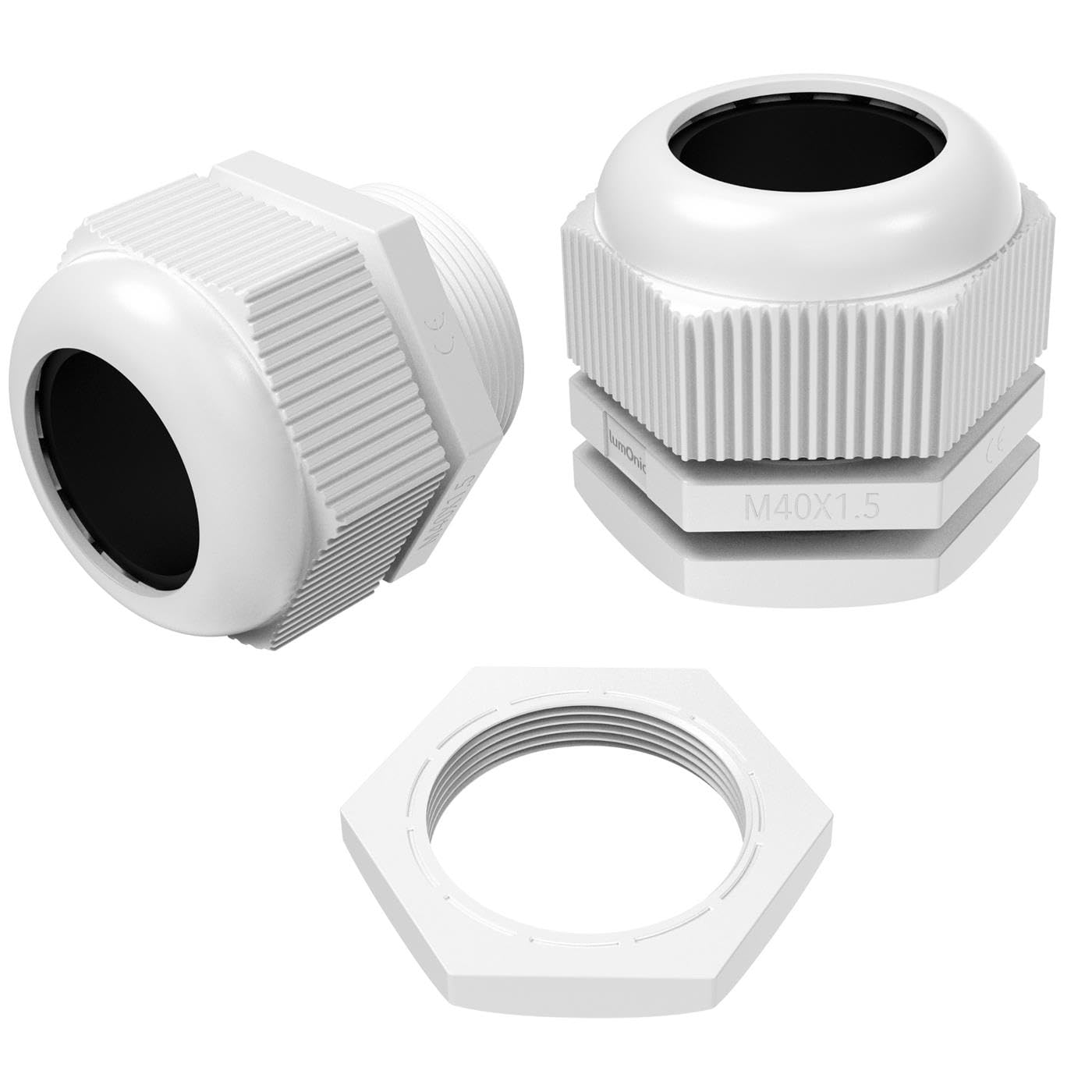 Lumonic 2x prensaestopas M40 PG36 IP67 métrico d22-32mm I entrada de cable estanco en gris I prensaestopas, entrada de conducto M40 PG36