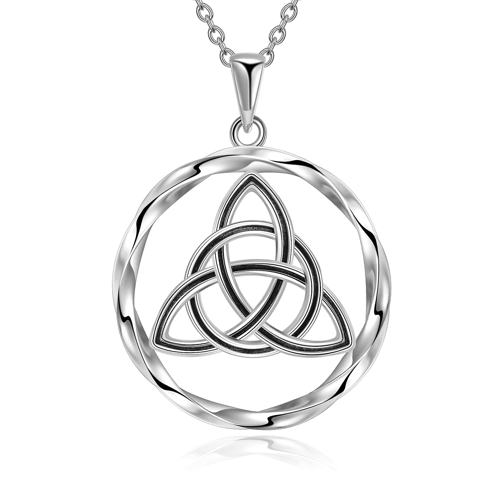 YAFEINI Collar Celta de plata de ley 925 Colgante Triquetra Irlandés Nudo Celta Nórdico Joyería sin fin Regalos para Mujeres