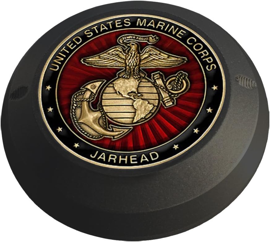 Indian Black Gas Cap Coin Mount Set with Marine Jarhead for Chieftain, Chief Classic, Chief Vintage, Dark Horse, Roadmaster