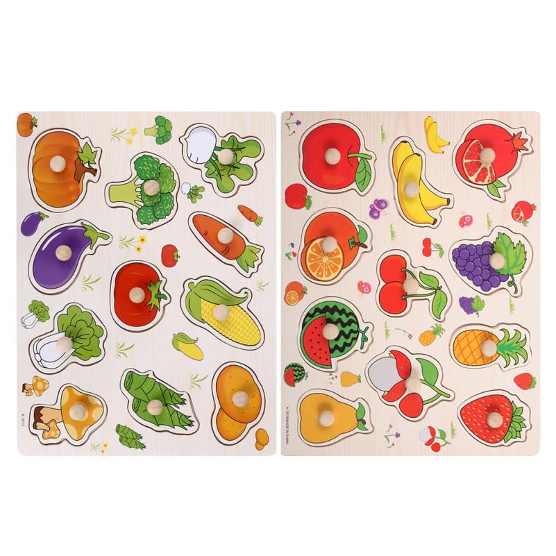 Homoyoyo 2 Pièces Puzzle Bois Montessori Éducatif Forme de Fruits pour Garçon Fille Apprentissage Précoce Puzzles à Encastrement Stimulants Pour Tout-Petits ÉVeil PréCoce