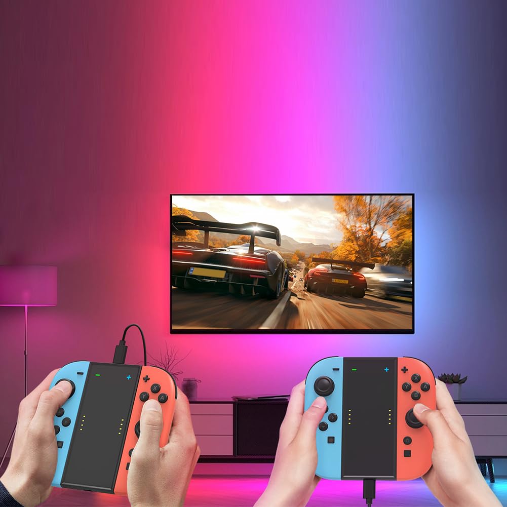 Estación de carga Switch2 para JoyCon con luz RGB Soporte de carga hasta 4 mandos