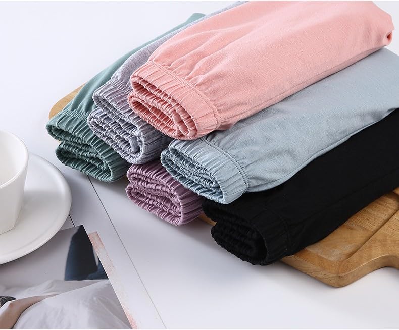 LApooh Pantalones Cortos De Pijama De Algodón para Mujer, Pantalones Cortos para Dormir Suaves, Pantalones Cortos hasta La Rodilla con Bolsillos, Pantalones Cortos Elegantes para Estar En Casa, Pan