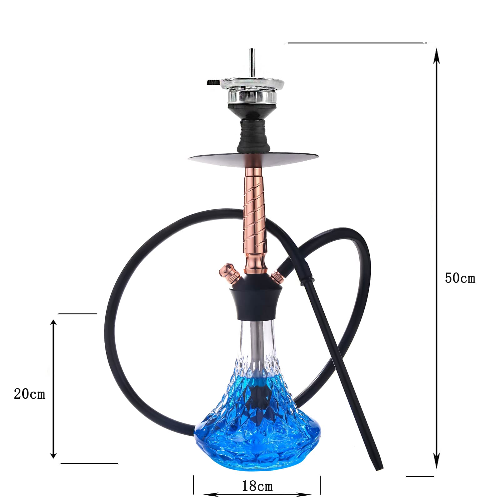 RMAN Shisha mini aluminiowa mała szisza zestaw z wężem silikonowym, głowicą komina, nasadką do komina, ustnikiem, ze stali nierdzewnej, do rurki zanurzeniowej, dyfuzora, szczypce
