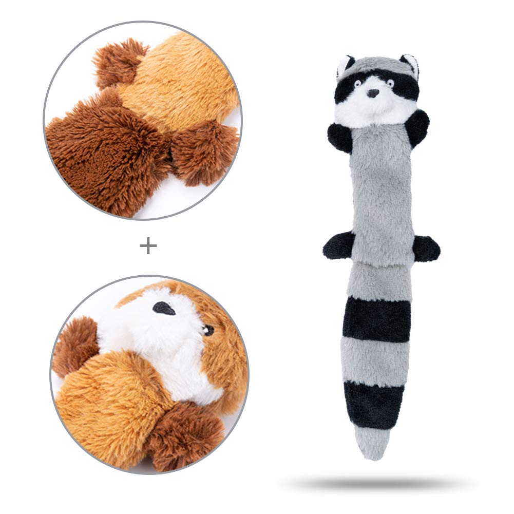 JOYELF Jouet en peluche pour chien qui couine, animaux en peluche pour chien, renard et raton laveur avec papier froissé