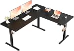 ERGOMAKER 160 * 140CM L -Shaped Electric Standing Desk Adjustable Height, L Shape Corner Standing Office Stand Up Desks with Splice Board, Computer Home Office Standing Desk, White