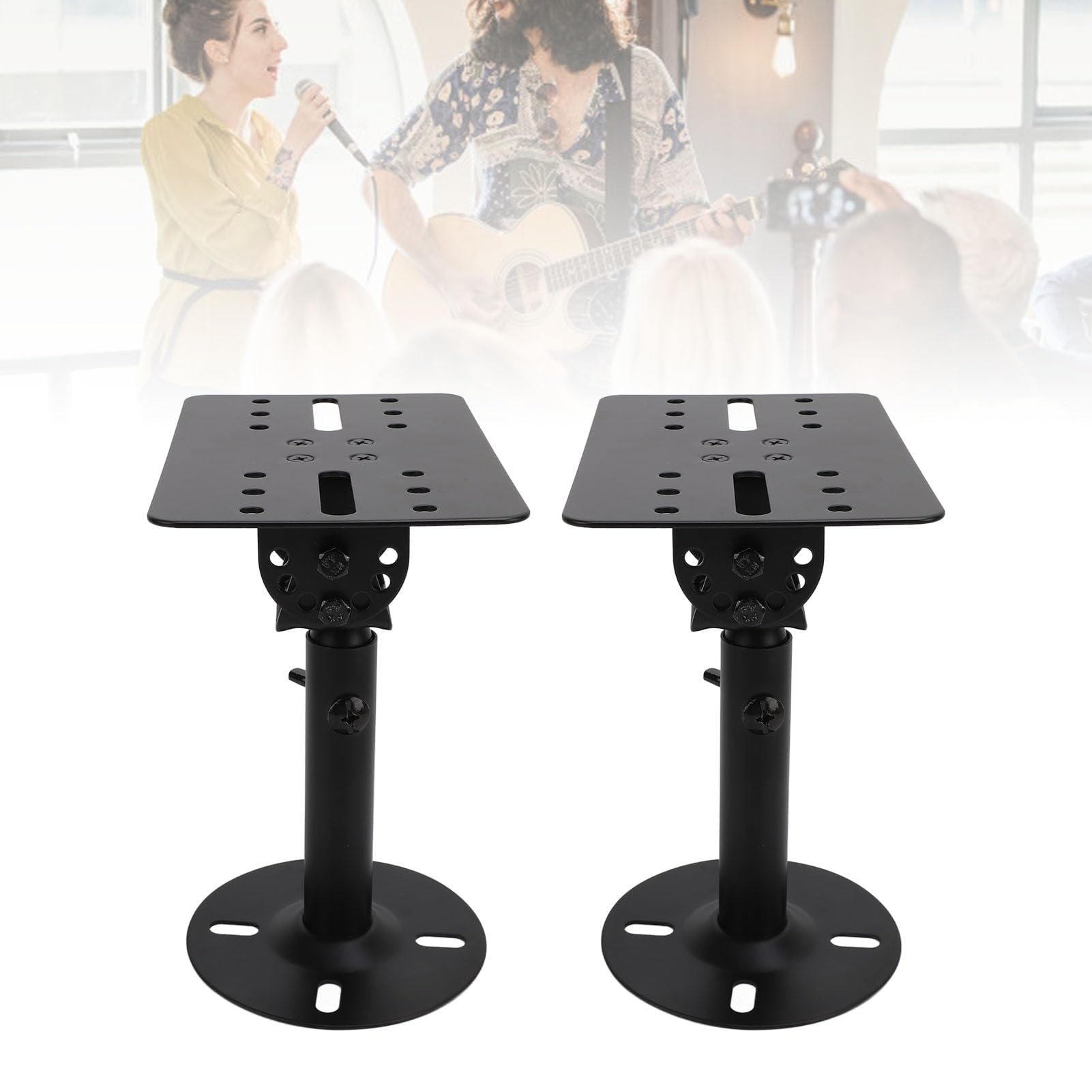Supporto Altoparlante, Montaggio a Soffitto e Parete in Metallo Ispessito con Asta Telescopica, Staffe per Altoparlanti for Home Theater, Studio Musicale, Sala Multimediale