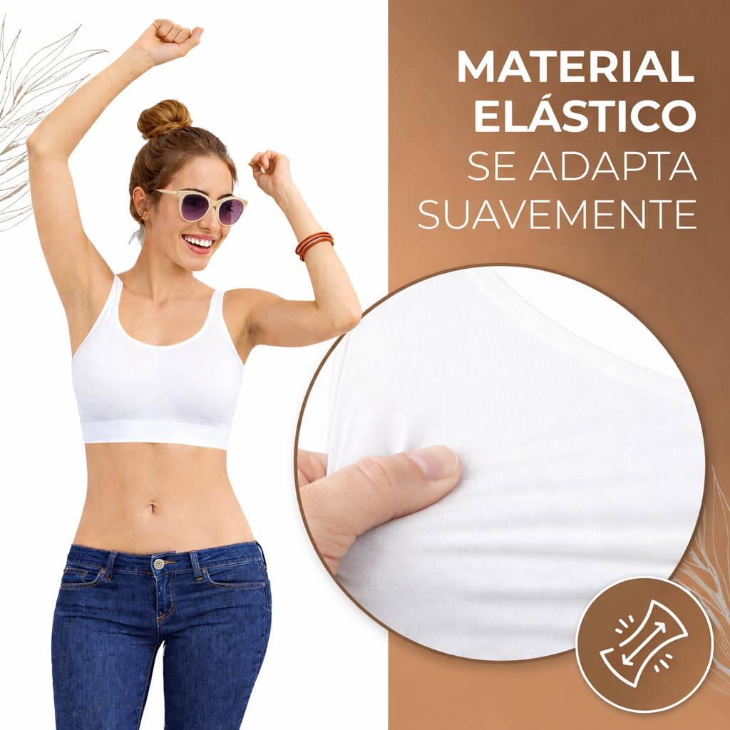 UnsichtBra Mujer Set de 3 Sujetadores | Bralette Sin Aros | Ultra Cómodo e Invisible | Antisudor | Sin Costuras | Elástico y Transpirable | Negro, Blanco, Beige | Lencería de Algodón