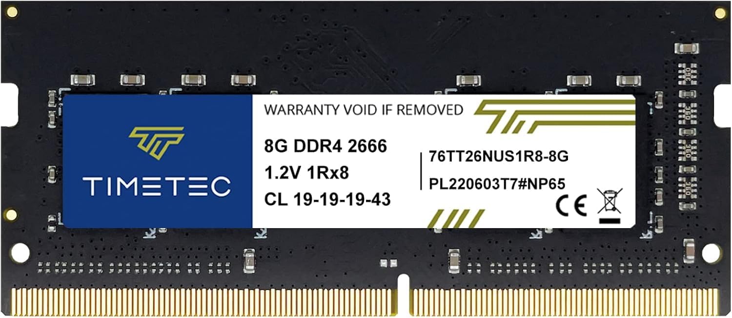 Timetec Premium 8GB DDR4 2666MHz (DDR4-2666) PC4-21300 ((PC4-2666V) Non-ECC Unbuffered 1.2V CL19 1Rx8 Single Rank 260 Pin SODIMM Laptop Notebook PC Computer Memory RAM Upgrade (8GB)