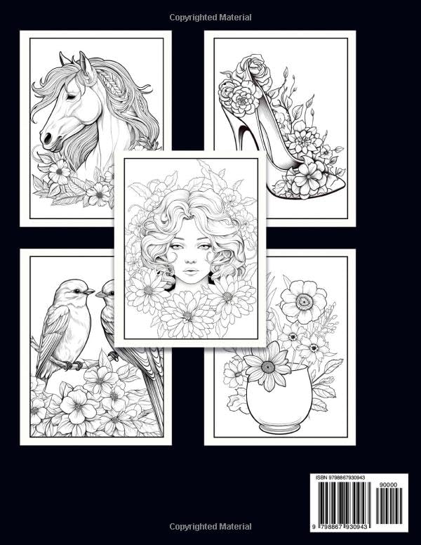 Whispering Bloom Adult Coloring book: Features Beautiful and Floral Illustrations for Stress Relief and Relaxation. Unique Designs. Great Gifts for Adults, Teens, and Seniors. image 3