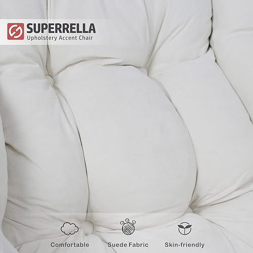 Miniatura 39 de Silla moderna de acento suave para sala de estar, sillón individual tapizado, respaldo alto, sofá perezoso (gris dorado) Gris dorado,Azul