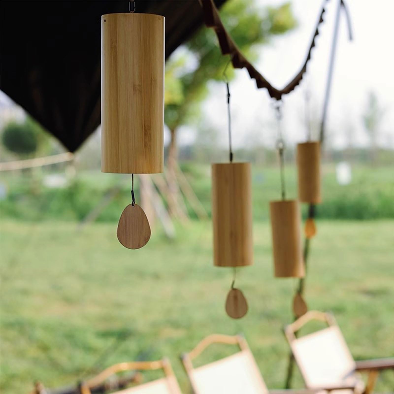 Garten Meditations Windspiel mit Klang Musik Glocken Außenbereich Japanischer Windspiele aus Bambus und Metall Dekoration Geschenk Schöne Glockenspiel für Balkon Terrasse Kinderzimmer(Ton 4)