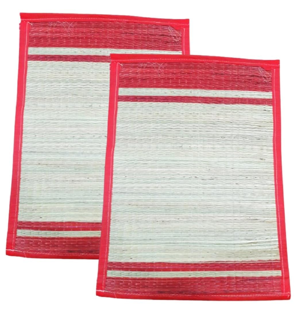 Handmade Kusha Grass Mat | Pooja Aasan (4 Border) | Sitting Floor Mats | Kushaasan | Ecofriendly Mat (2 Pieces)-image-18