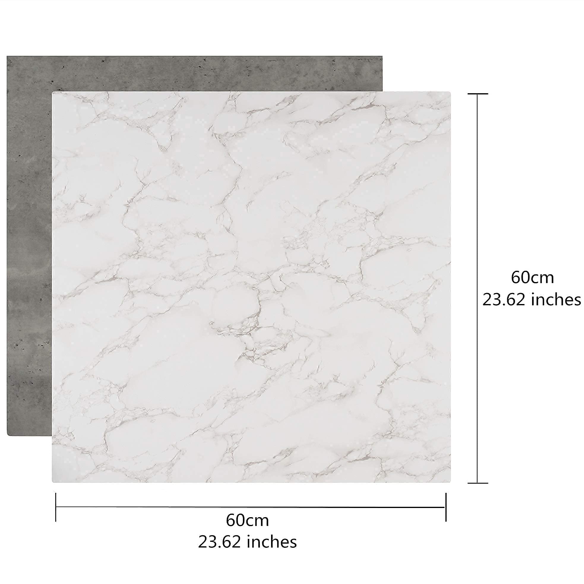 Selens Lot de 2 Toiles de Fond Photo 60 x 60 cm en marbre Blanc Ciment Gris Texture kit Table Verticale Plat pour Studio Photo Youtube Photo Produit Nourriture Bijoux cosmétiques