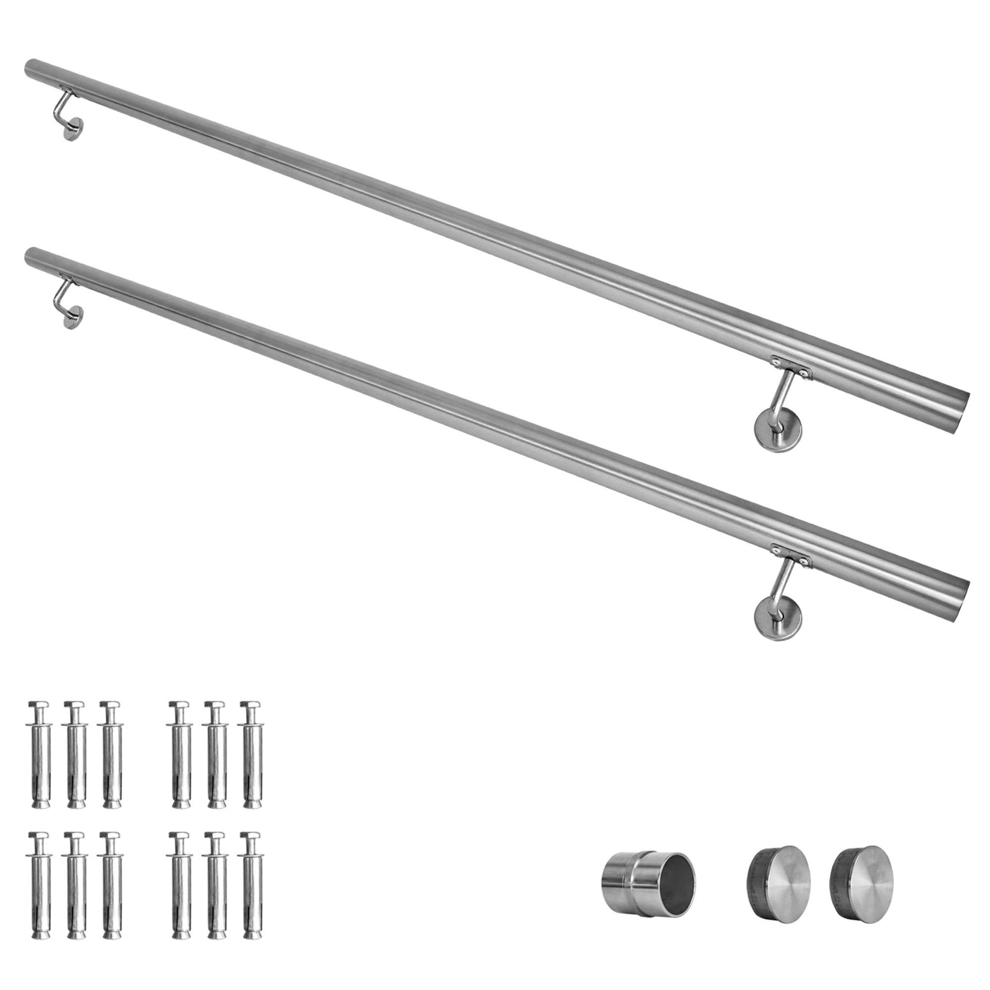 Pasamanos acero inoxidable 316 barandilla baranda pasamanos para pared pared escalera Montaje 40-1000 cm V2Aox, Longitud:350 cm