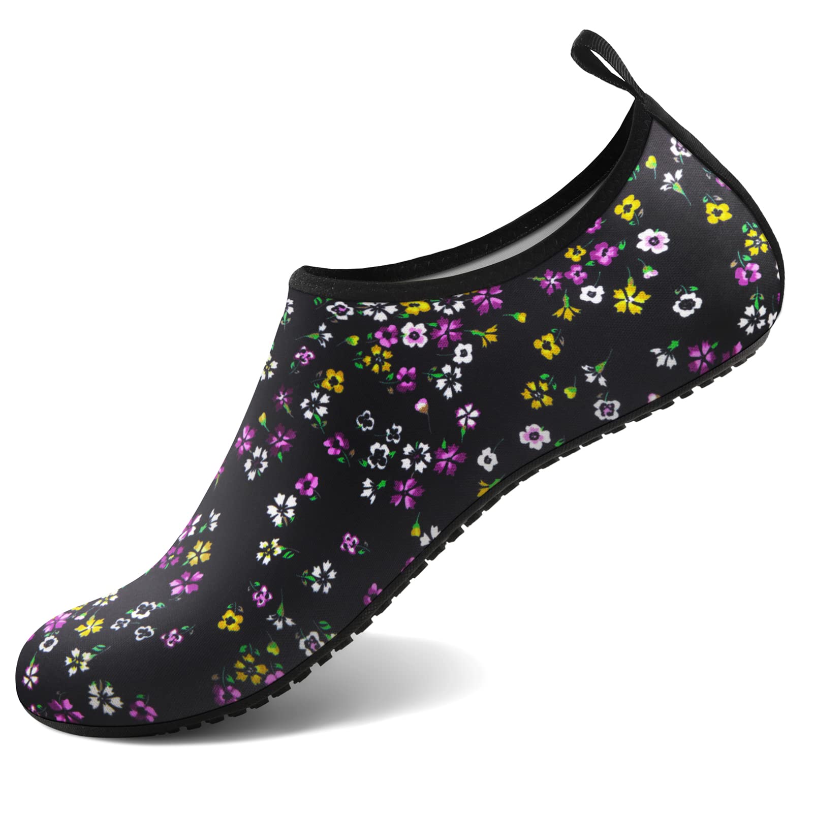 Water Shoes for Women Men Quick-Dry Aqua Socks Swim Beach Outfits Barefoot | Yoga Exercise Wear Sport Accessories Pool Camping Must Haves River Hiking Youth Adult 7-8 Women/6-7 Men Colorful Small Flower