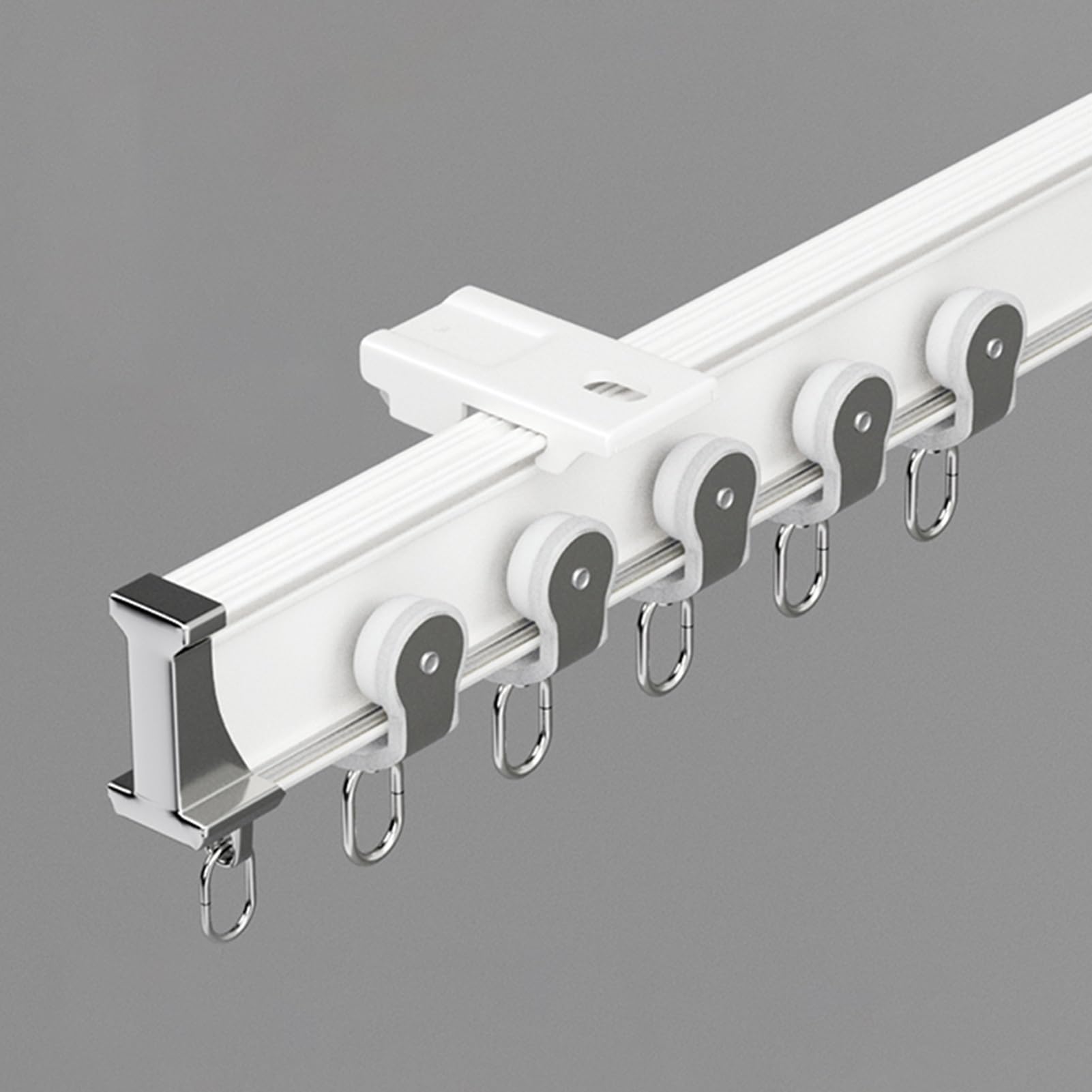 Elastyczny system szyn sufitowych Heavy-Du, aluminiowy drążek nośny, składana, cicha szyna rolkowa, 2,4 m / 8ft, biała, idealna do dekoracji zatoki i domu