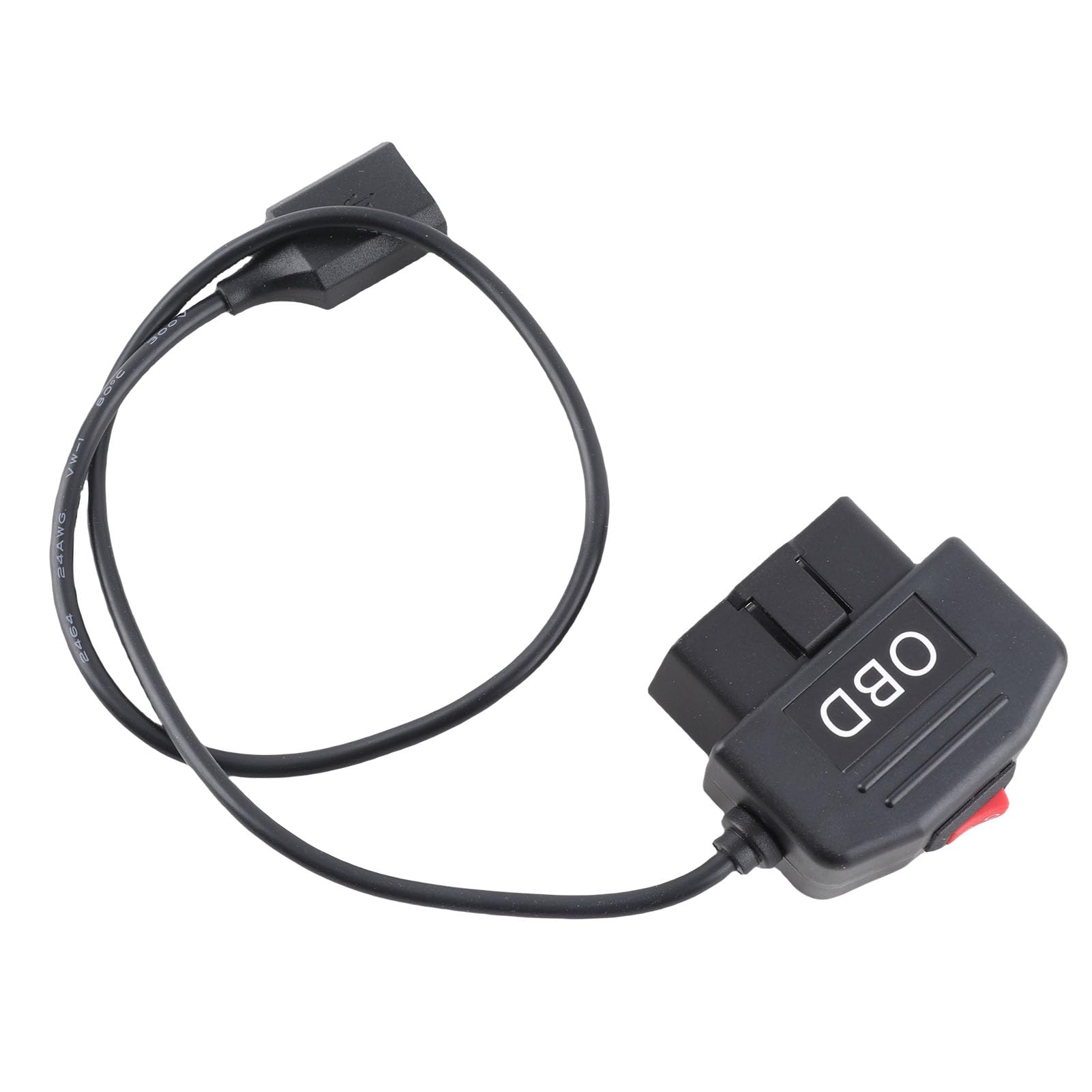 Kabel Zasilający OBD z Zabezpieczeniem Przed Niskim Napięciem, Wyjście 3A, Plug and Play, Kompatybilny ze Wszystkimi Modelami OBD, z Portem Mini USB do Kamery Samochodowej, DVR,