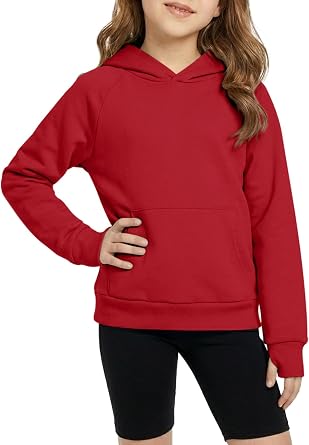Yesfashion Girls Thin Hoodie Sweatshirt Fall Lightweight Pullover Christmas Top Tshirt with Thumb Hole for 5-14 Years