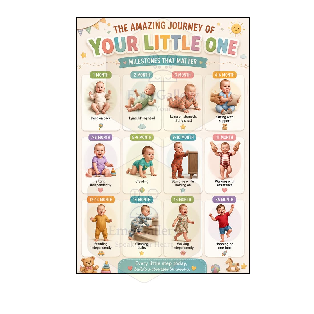 Baby Gross Motor Development Milestones Chart Poster for Kids | Infant Growth & Movement Learning Wall Poster | Educational Nursery & Pediatric Clinic Decor | Self Adhesive Vinyl Waterproof | 48 x 33 cm-image-18