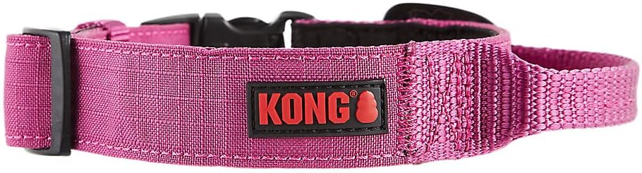 KONG Ultra Durable Padded Comfort Handle Dog Collar (Medium, Pink)