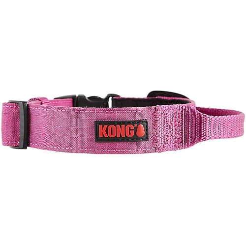 KONG Ultra Durable Padded Comfort Handle Dog Collar (Medium, Pink)